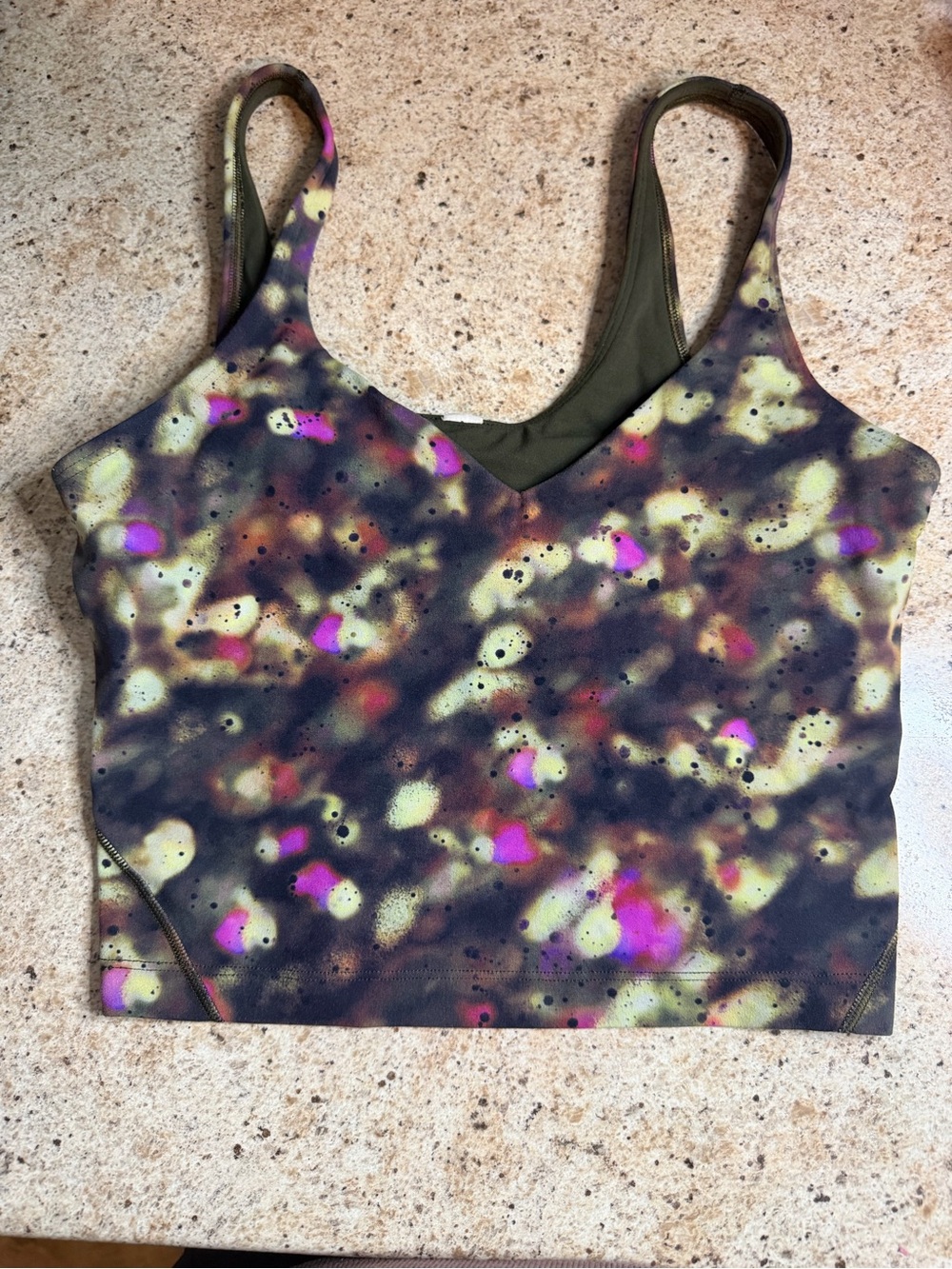 Lululemon V-Neck Printed Crop Tank Top - Olive Multi